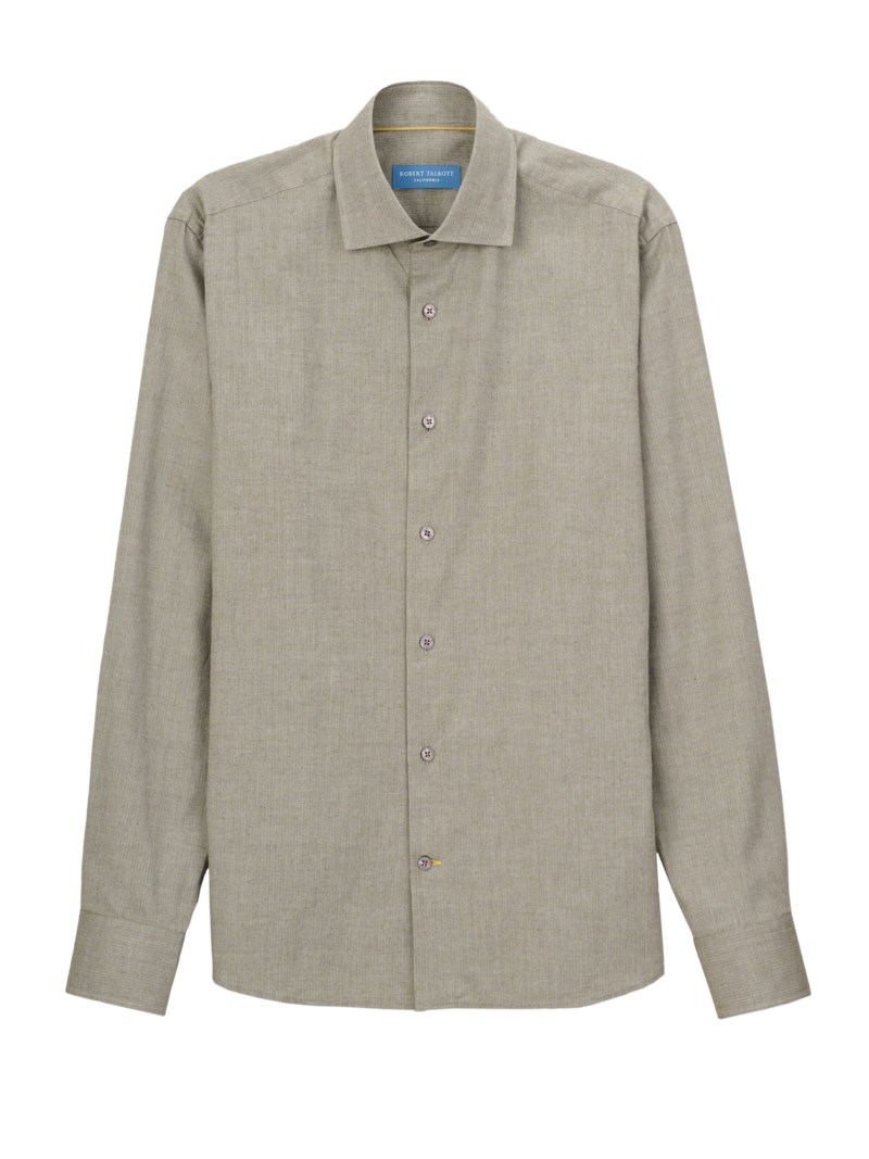 Skjorta reynolds ultra light brushed herringbone olive 1