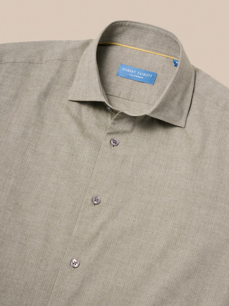 Skjorta reynolds ultra light brushed herringbone olive 2