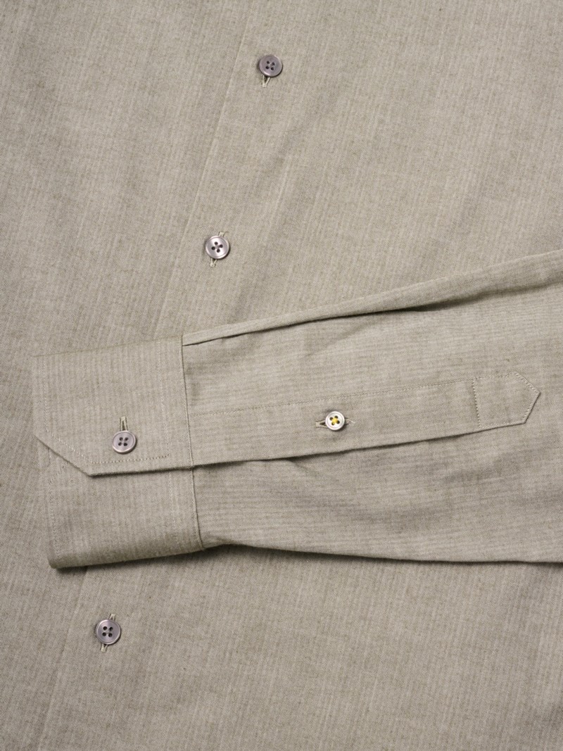 Skjorta reynolds ultra light brushed herringbone olive 3