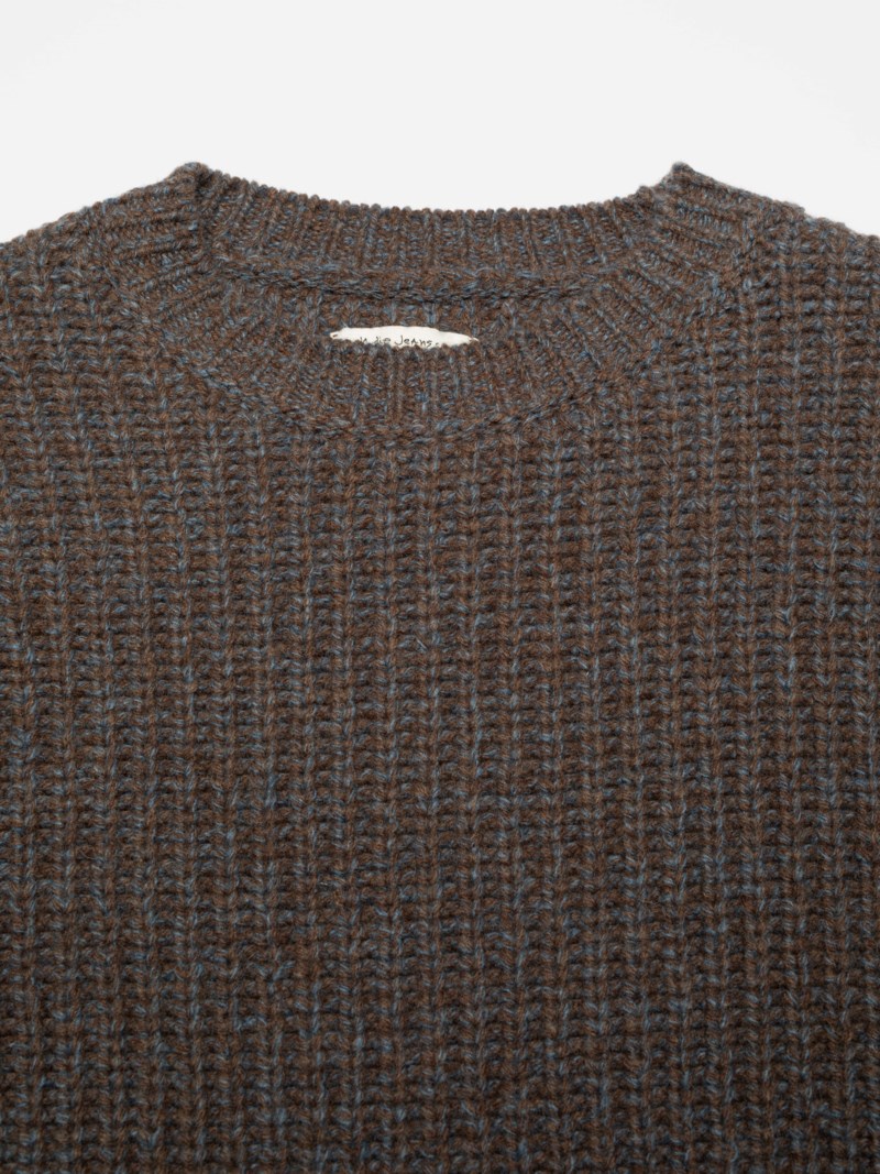 Tröja august chunky crew neck knit brun 5