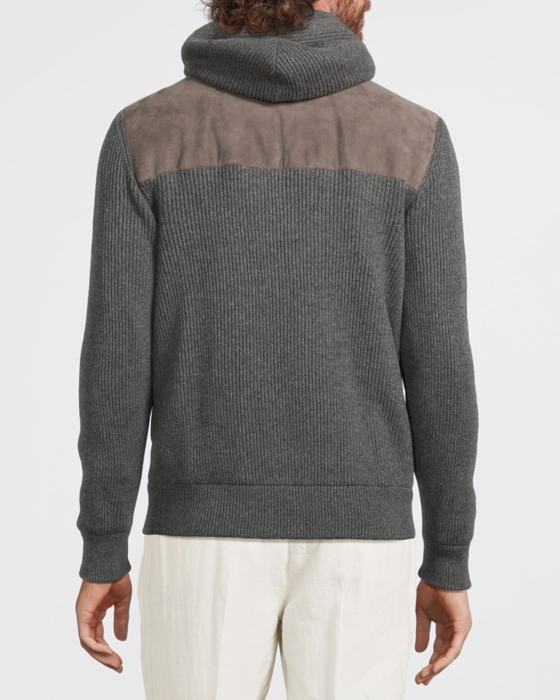 Jacka suede and cashmere knit hooded bomber 4