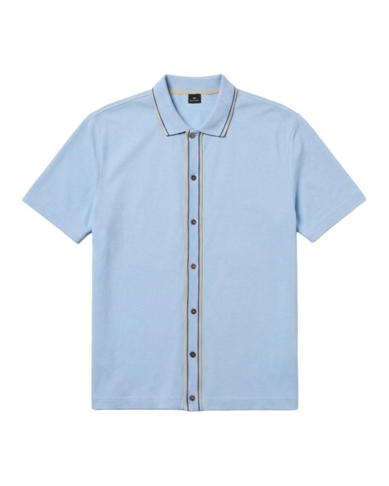 Piké button through polo