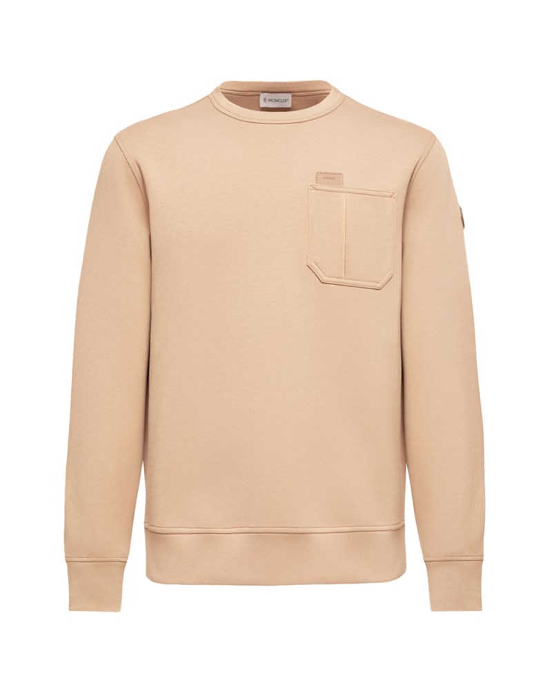 Sweatshirt leather logo tag cotton blend