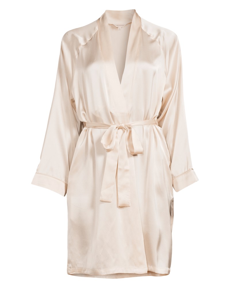 Morgonrock siden beige 1
