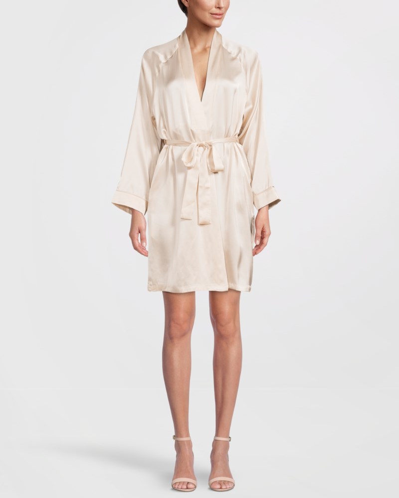 Morgonrock siden beige 2