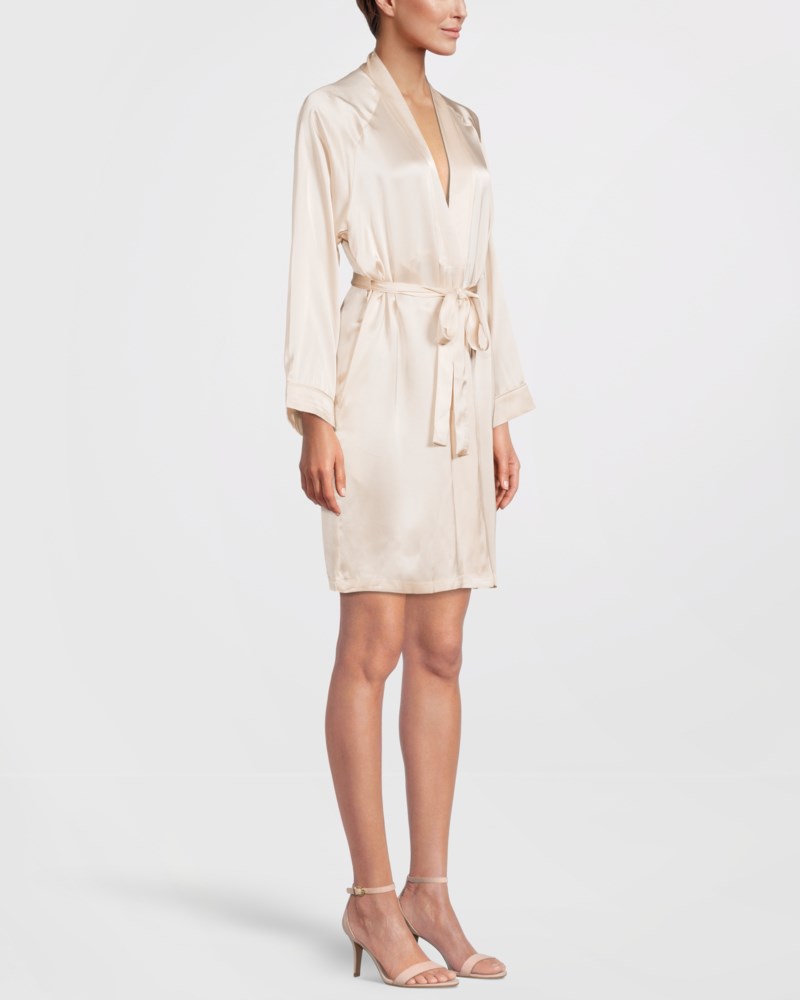 Morgonrock siden beige 3