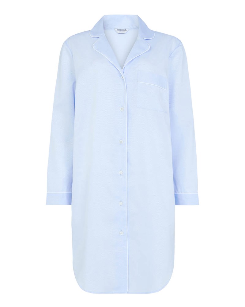 Nattskjorta jacquard vit 1