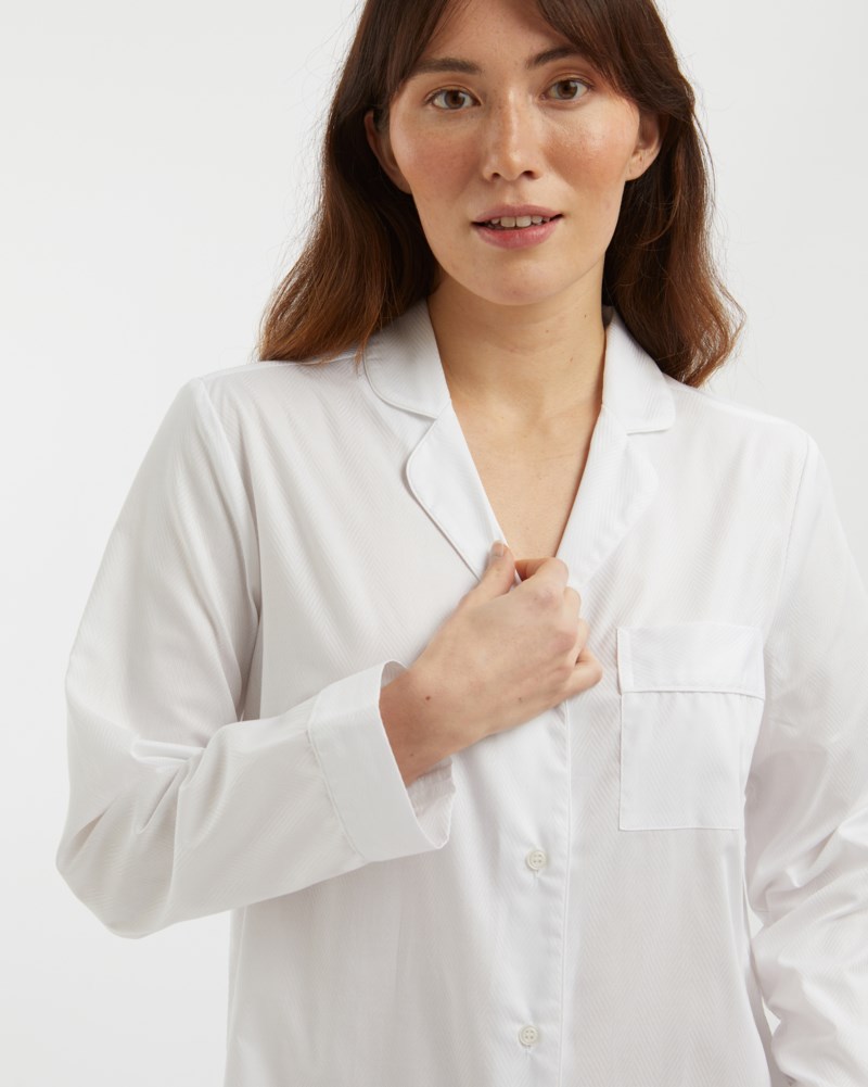 Nattskjorta jacquard vit 4