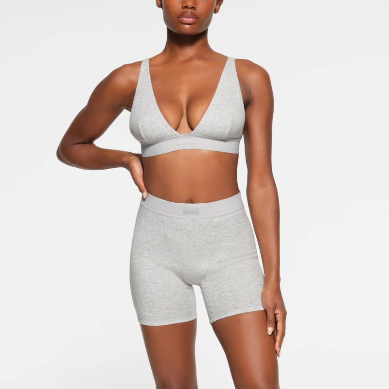 Shorts cotton rib boxer light heather grey 2