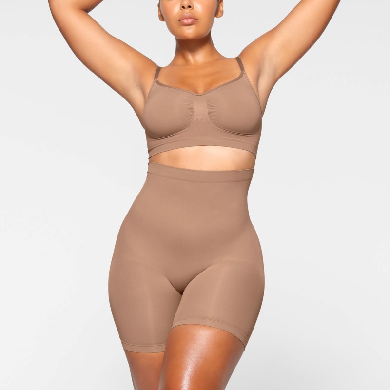 Shapewear shorts seamless sculpt mid thigh clay 8