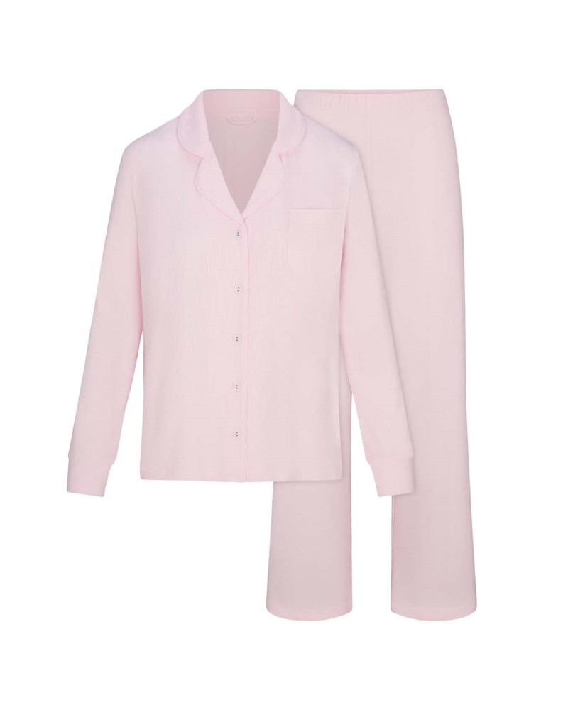 Pyjamas soft lounge sleep set rib heather grey 1