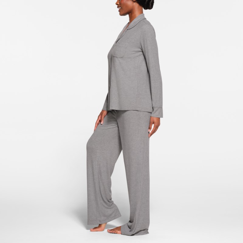 Pyjamas soft lounge sleep set rib heather grey 3