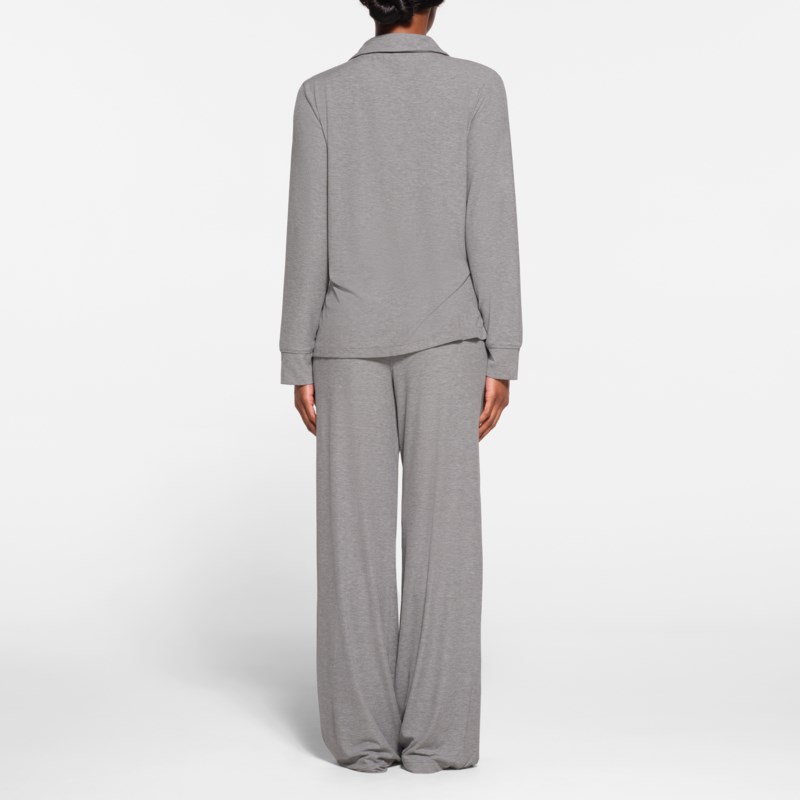 Pyjamas soft lounge sleep set rib heather grey 4