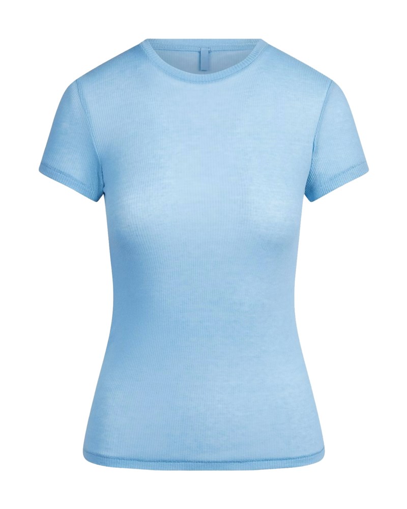 T-shirt sheer cotton rib crewneck standard blue bell