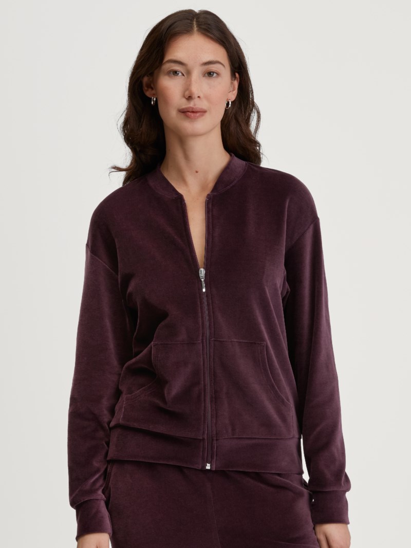 Lounge velours jacket black cherry 2