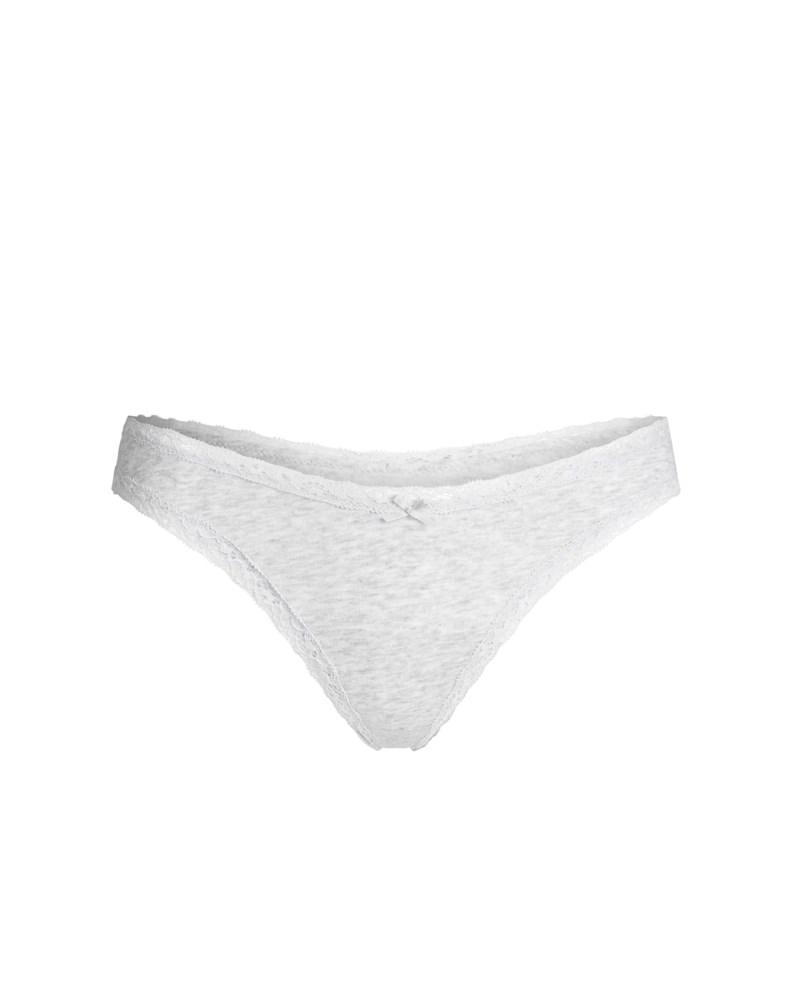 Trosa lightweight cotton lace trim thong light heather grey