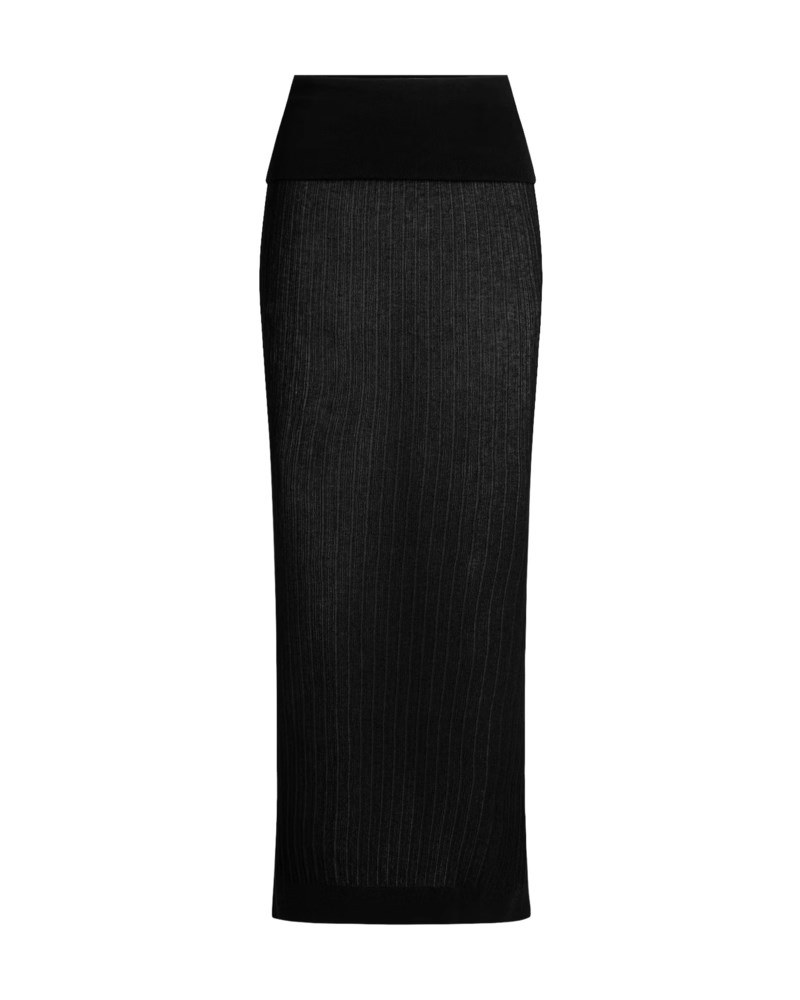 Kjol sheer knit foldover maxi 1