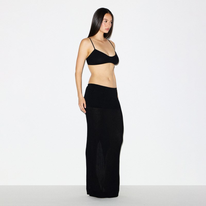 Kjol sheer knit foldover maxi 2
