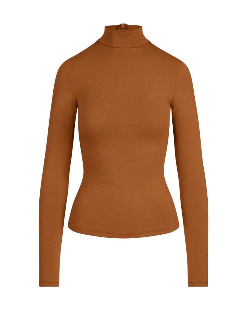 Cotton jersey turtleneck chai