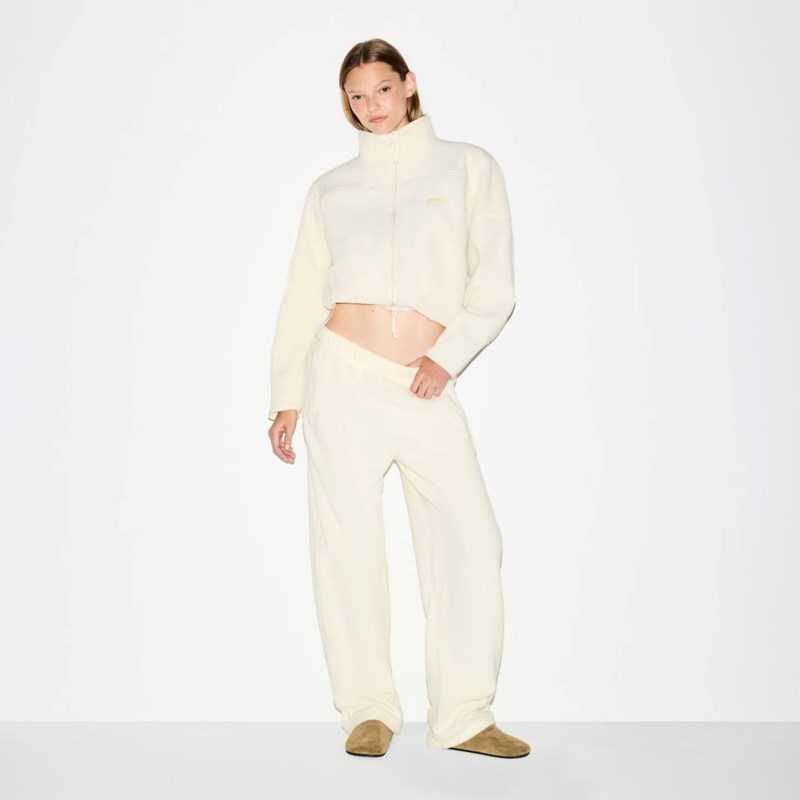 Teddy boxy zip up jacket ecru 2