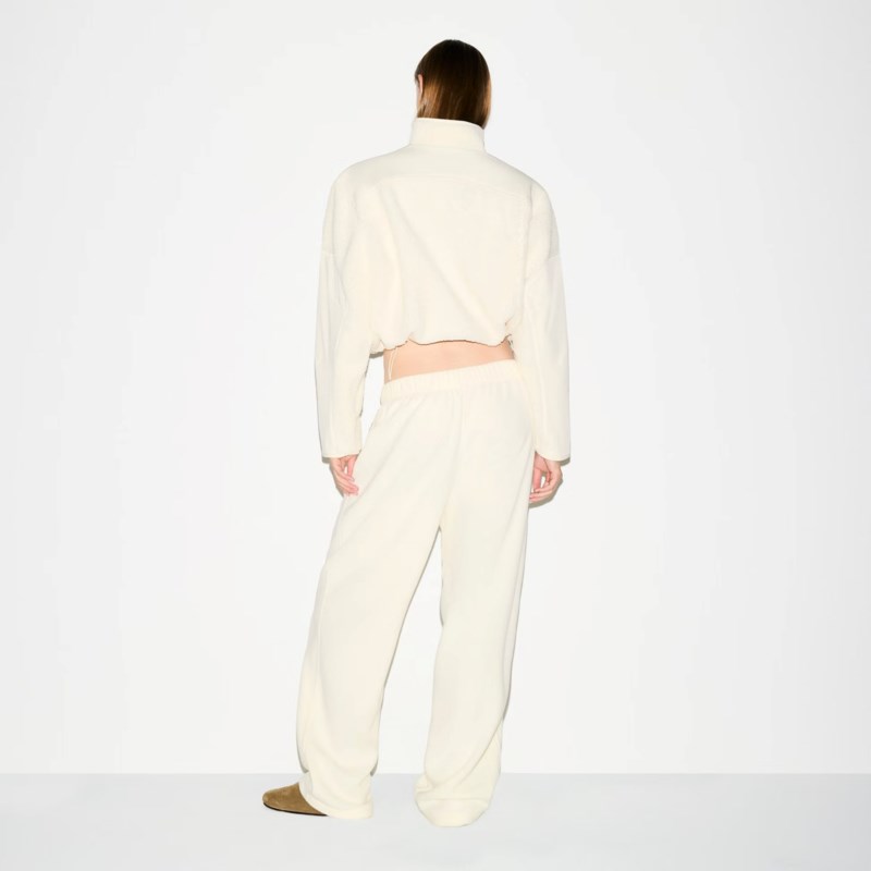 Teddy boxy zip up jacket ecru 3