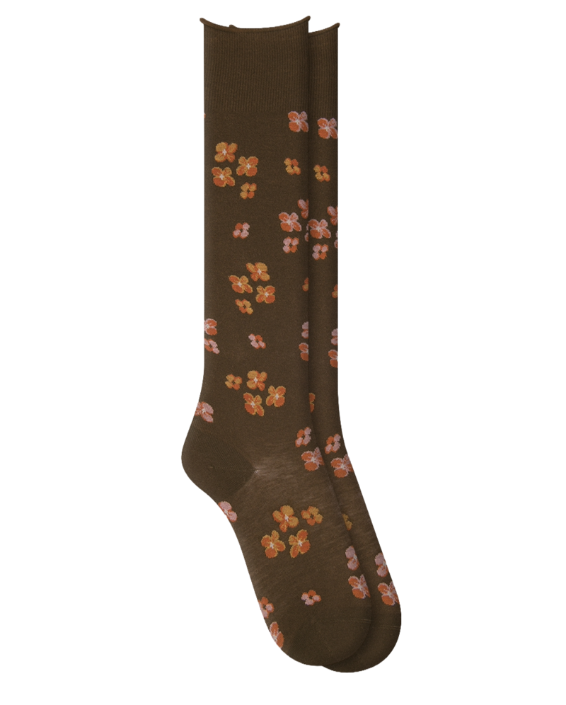 Knästrumpa floral velvety
