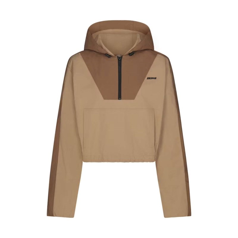 Hoodie half zip woven cotton