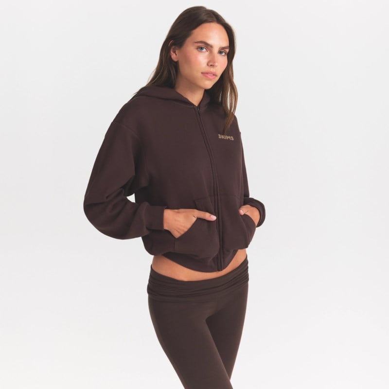 SKIMS Hoodie cotton fleece zip up with embossed logo dam – bild 4