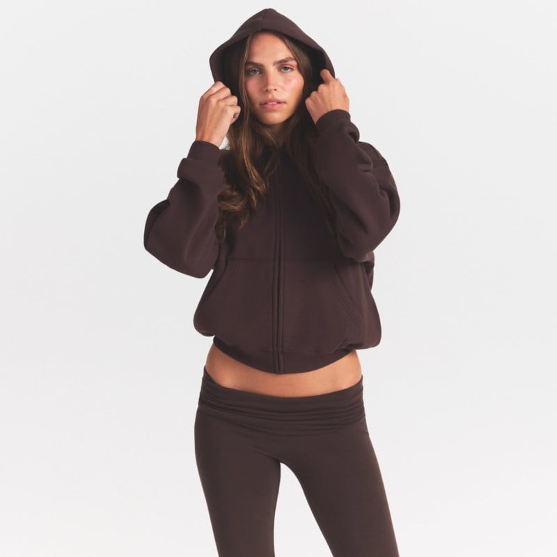 SKIMS Hoodie cotton fleece zip up with embossed logo dam – bild 5
