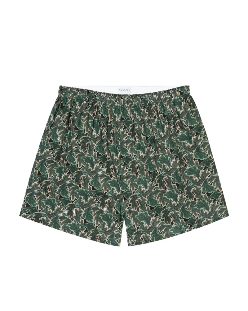 Boxer shorts woven midnight green canopy print 1