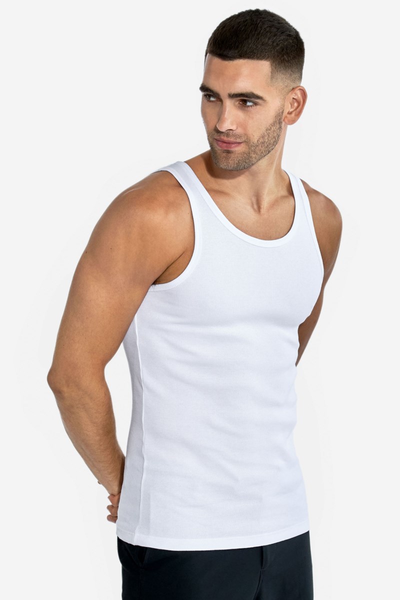 Linne ribbed 2-pack white 3