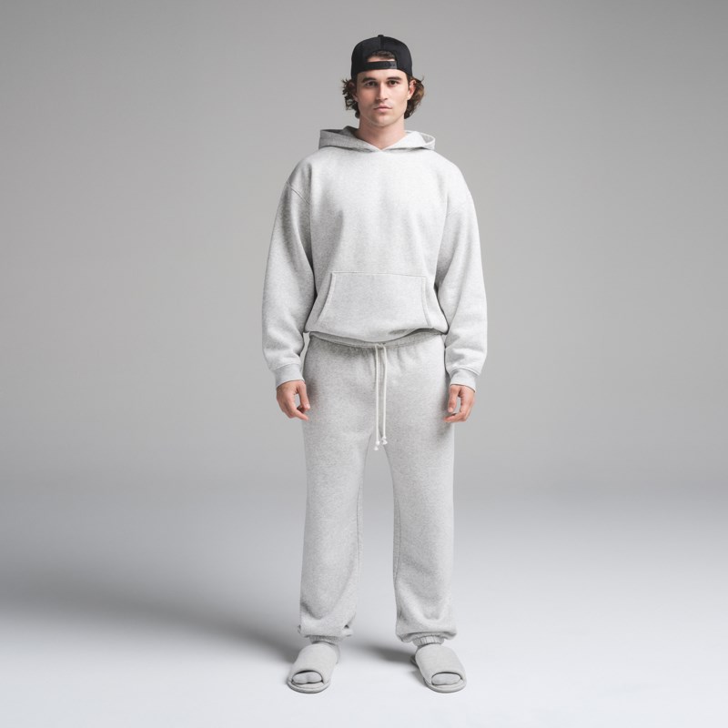 Hoodie fleece lounge light heather grey 2