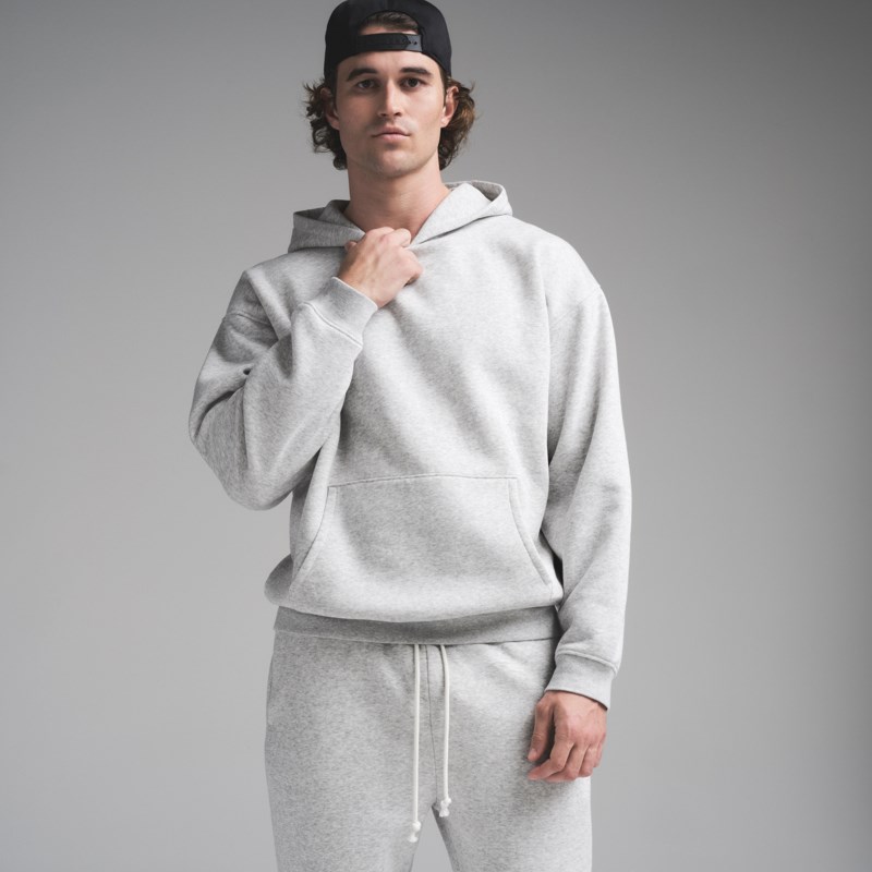 Hoodie fleece lounge light heather grey 3