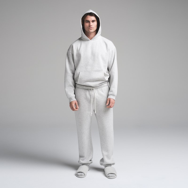Hoodie fleece lounge light heather grey 4