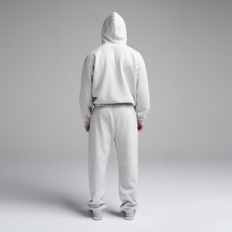 Hoodie fleece lounge light heather grey 6
