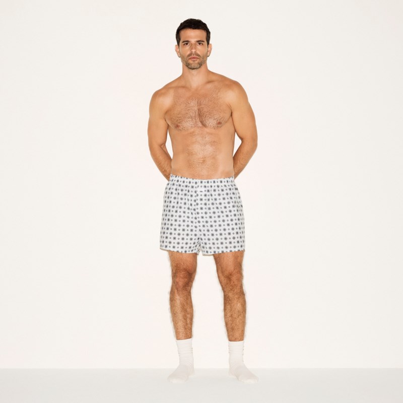 Boxershorts cotton poplin platinum foulard print 2