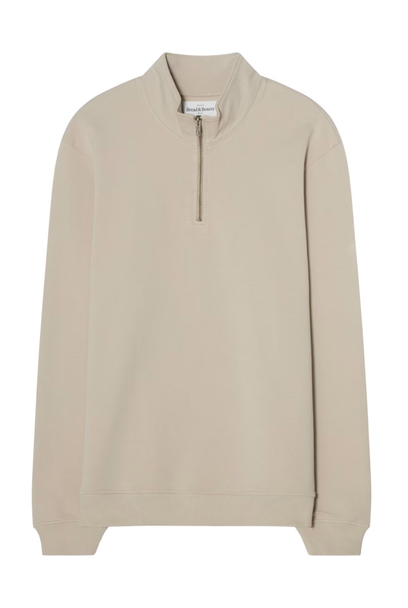 Sweatshirt half zip greige 1