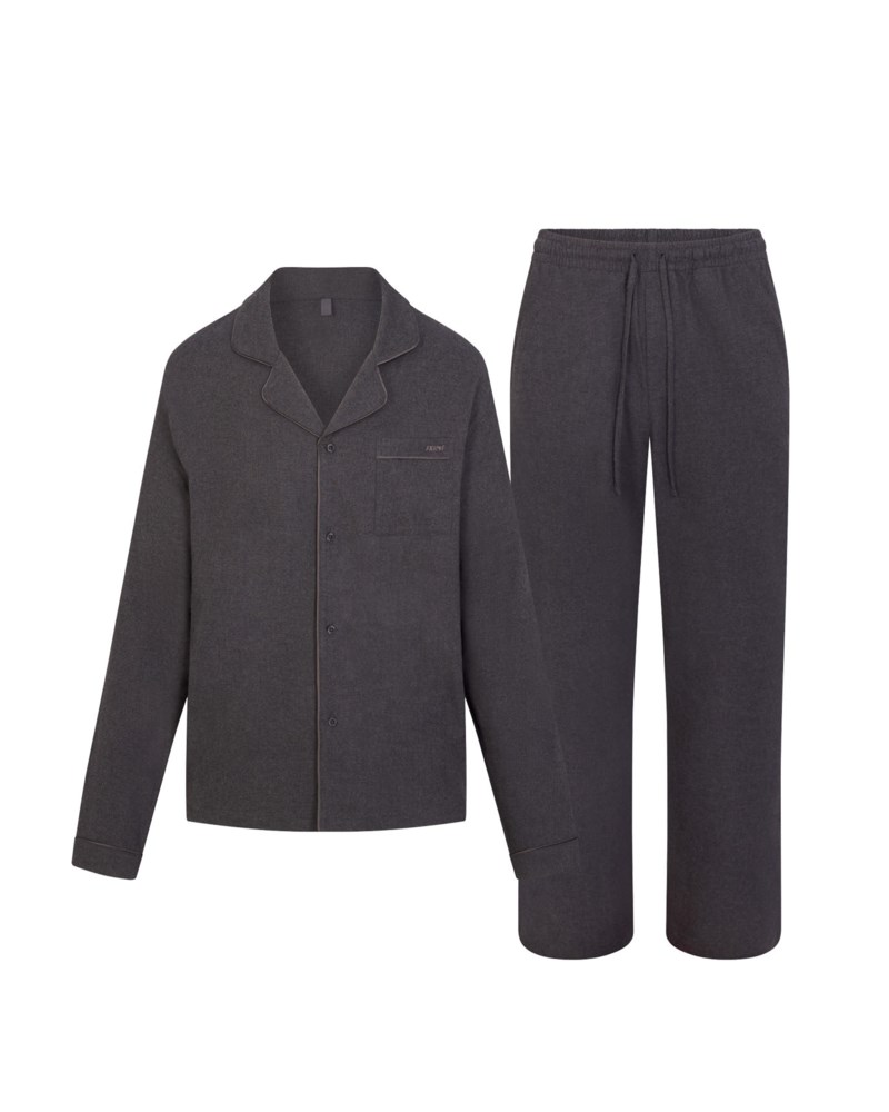 Flannel pajama set ash heather grey 1
