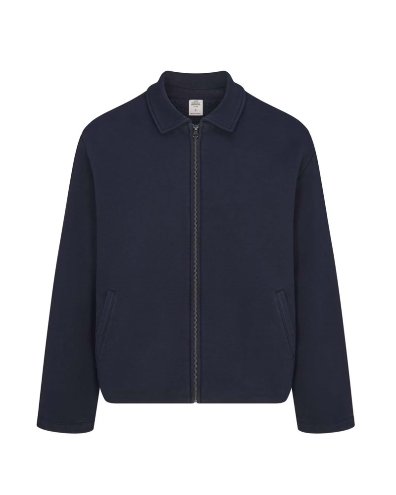 Heavyweight fleece mens sherpa-lined zip up navy 1