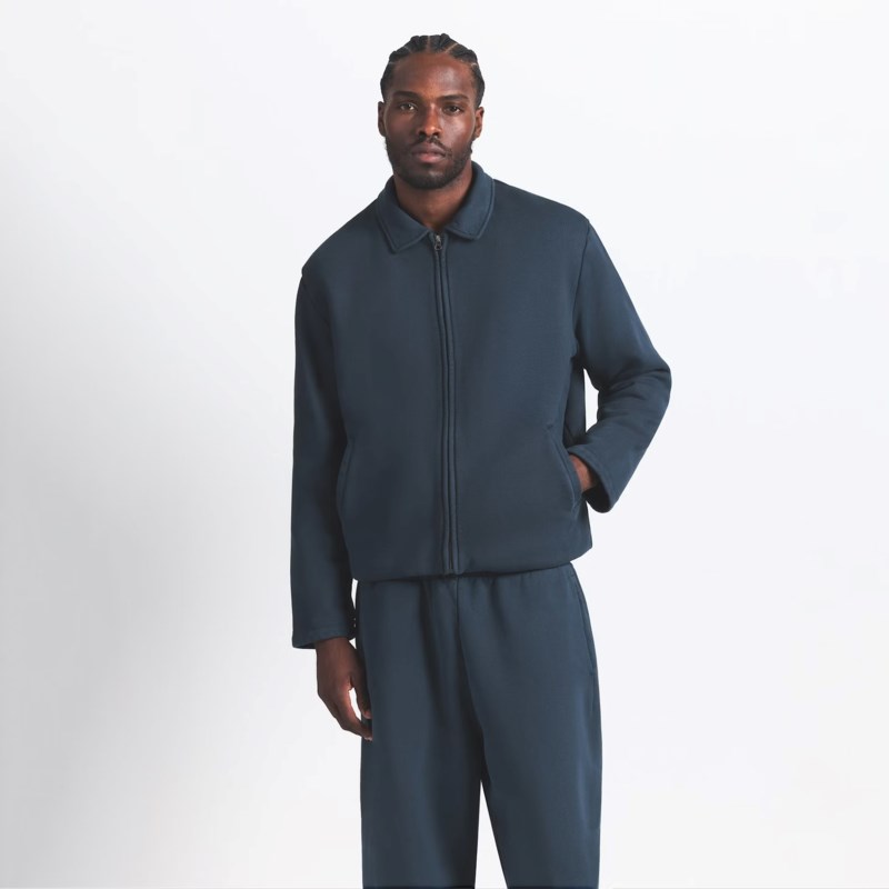 Heavyweight fleece mens sherpa-lined zip up navy 2