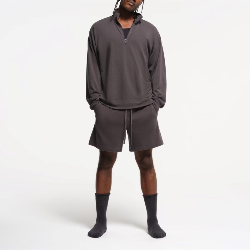 Jersey lounge mens relaxed quarter zip pullover ash 2
