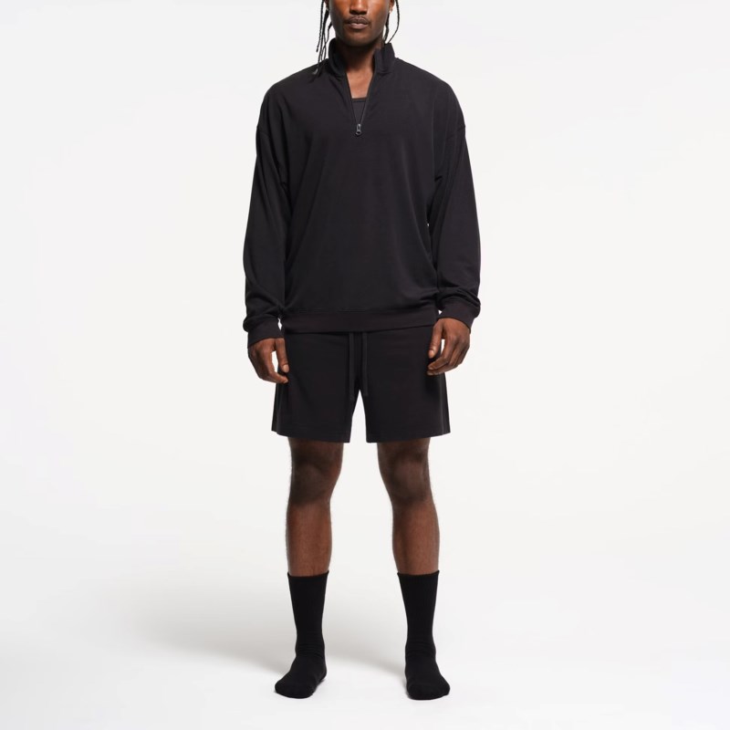 Jersey lounge mens relaxed quarter zip pullover ash 2