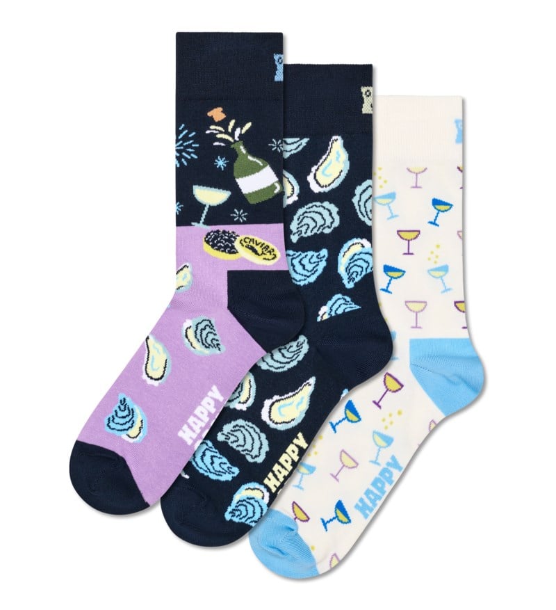 Happy Socks 3-pack strumpor oyster dinner gift set herr – bild 3