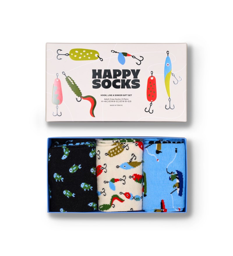 Happy Socks 3-pack strumpor hook line sinker gift set herr – bild 2