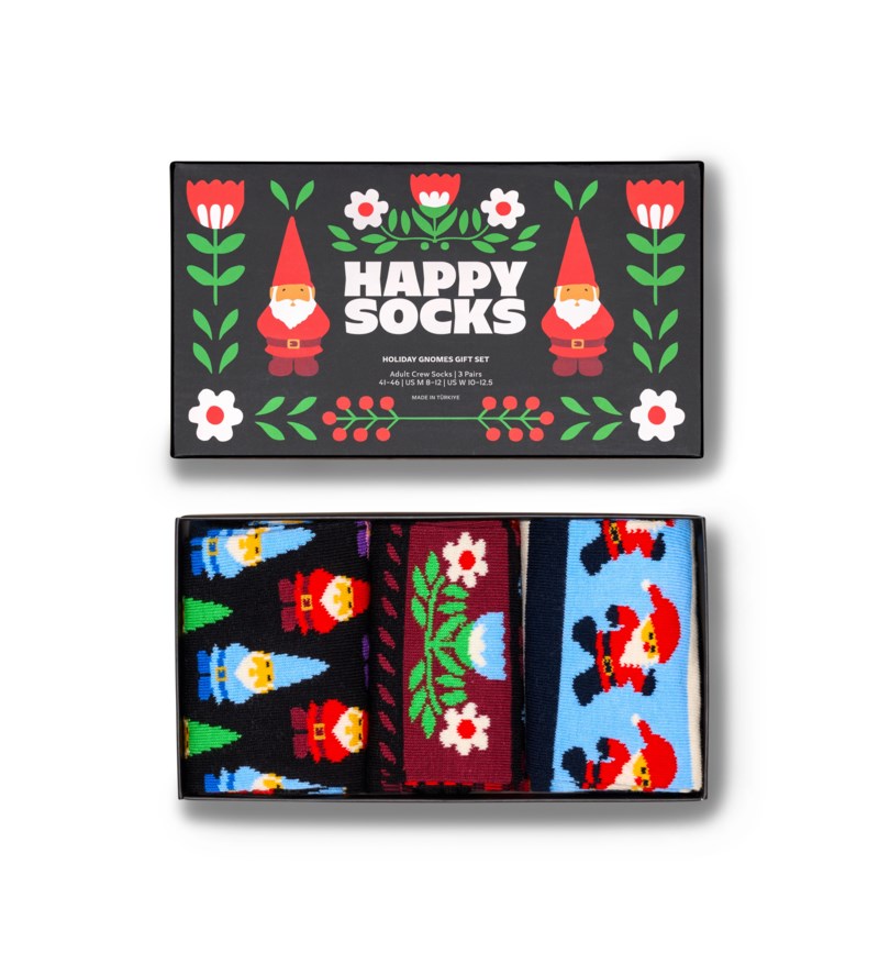 Happy Socks 3-pack strumpor holiday gnomes gift set herr – bild 2