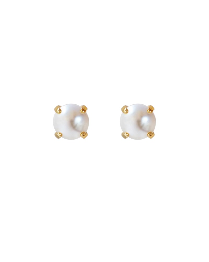 Classic Stud Earrings Gold Pearl 8