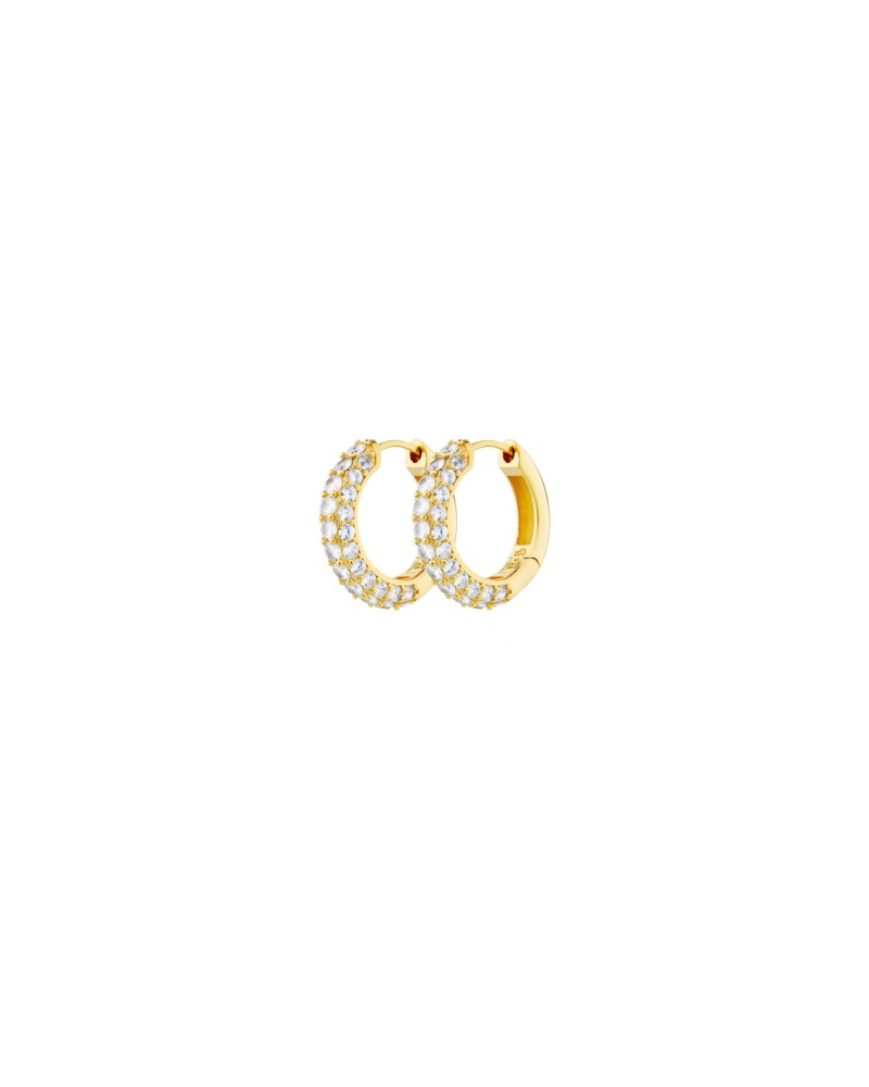 Örhängen timeless chunky hoops rock crystal gold guld 1