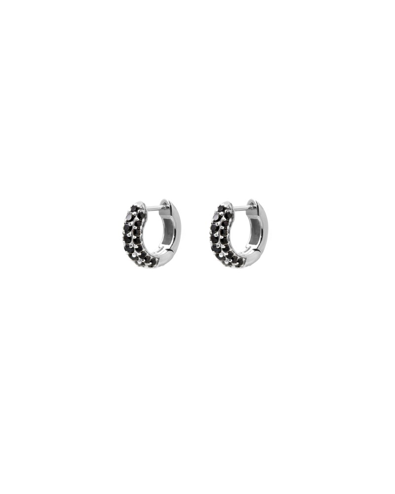 Örhängen timeless tiny hoops silver svart spinell 1