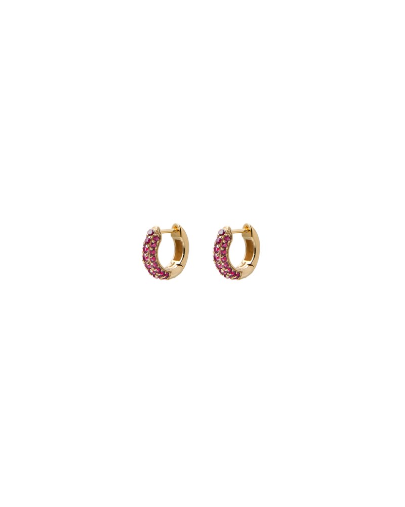 Örhängen timeless tiny hoops ruby röd rubin 1