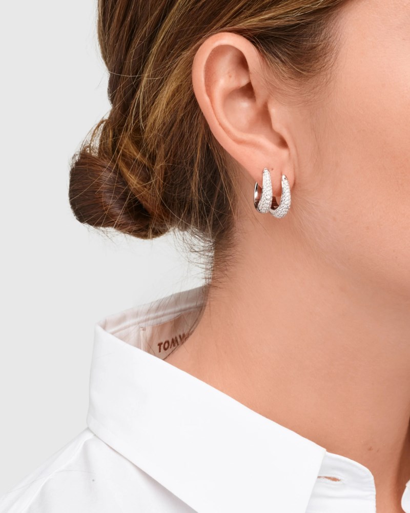 Örhängen liz hoops pave silver 2